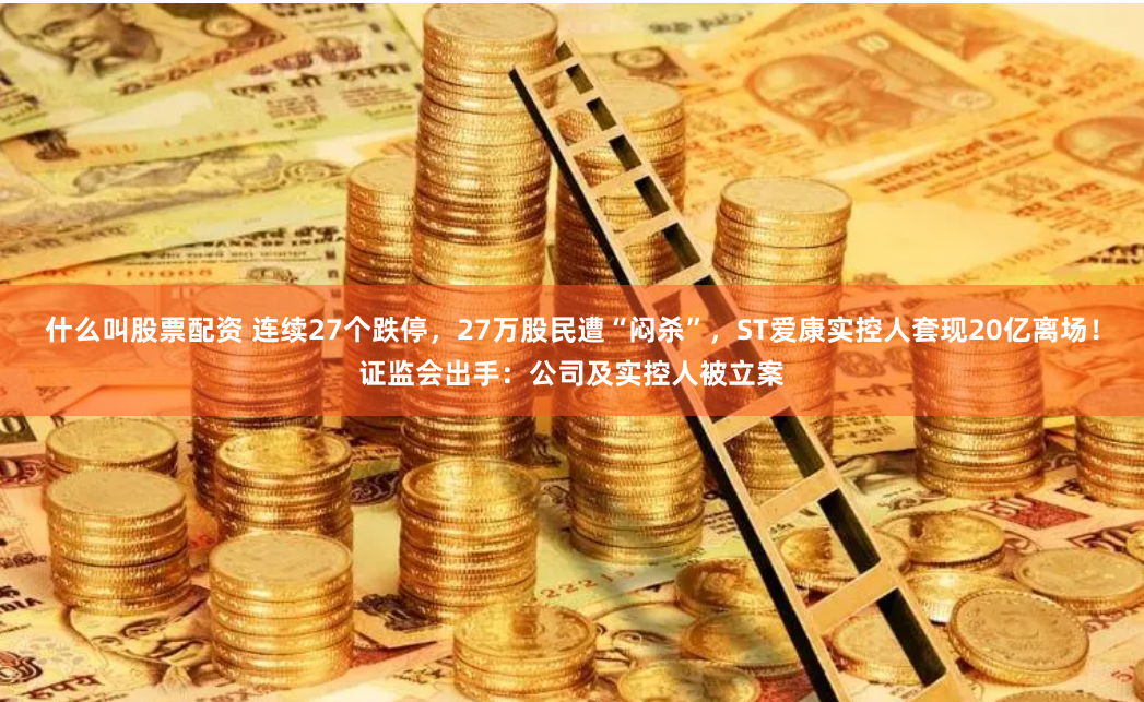 什么叫股票配资 连续27个跌停，27万股民遭“闷杀”，ST爱康实控人套现20亿离场！证监会出手：公司及实控人被立案