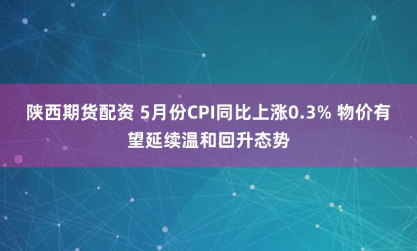 陕西期货配资 5月份CPI同比上涨0.3% 物价有望延续温和回升态势